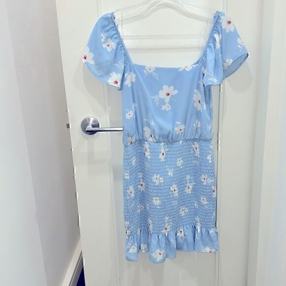 NWOT- ROWA Blue Flower Dress Size Small Stretchy - Picture 3 of 10